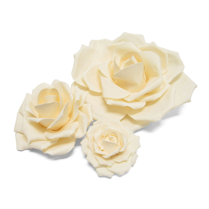 Red Barrel Studio® 3 Piece Rose Foam Flower Wall Decor Set Wayfair